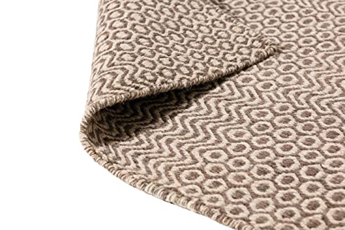 Handmade Wool Area Rug, 4.6' x 6.6' Flat Woven Rug, Soft Texture, Indoor Rug for Bedroom, Living Room, Kitchen, Hallway (Light Brown)