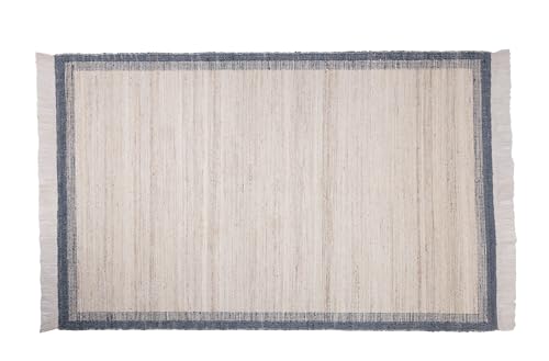 Cream & Navy Rhombus Jute & Recycled PET Rug, 5 x 8 ft – photo 2