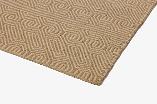 Handmade Wool Area Rug, 4.6' x 6.6' Flat Woven Rug, Soft Texture, Elegant Light Brown, Indoor Rug for Bedroom, Living Room, Kitchen, Hallway