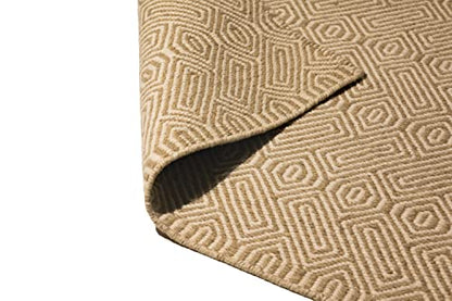 Sand Beige Diamond Wool Flatweave Rug, 4.6 x 6.6 ft – photo 4