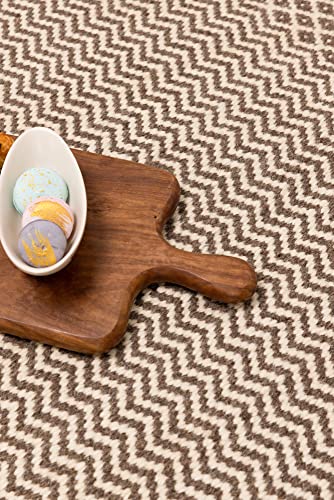 Taupe & Ivory Chevron Wool Flatweave Rug, 4.6 x 6.6 ft – photo 5