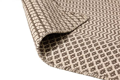 Taupe & Ivory Chevron Wool Flatweave Rug, 4.6 x 6.6 ft – photo 4