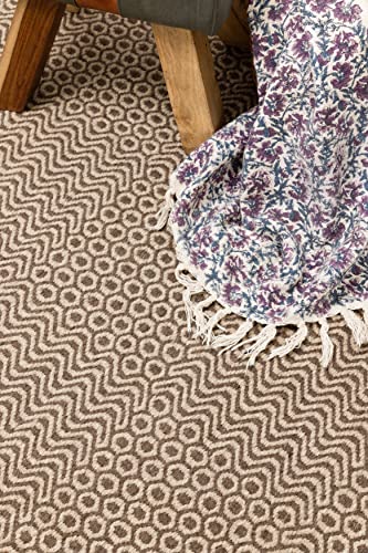 Taupe & Ivory Diamond Wool Flatweave Rug, 4.6 x 6.6 ft – photo 5