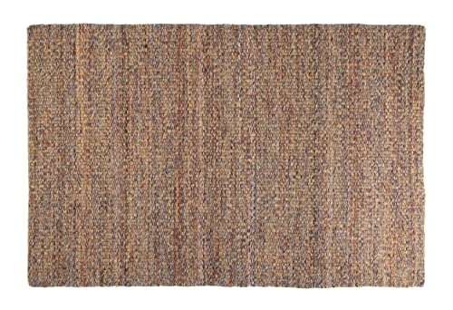 Handmade Wool Area Rug, 4' x 6' Flat Woven Rug, Soft Texture, Indoor Rug for Bedroom, Living Room, Dining Room, Kitchen, Hallway, (Grey/Orange)