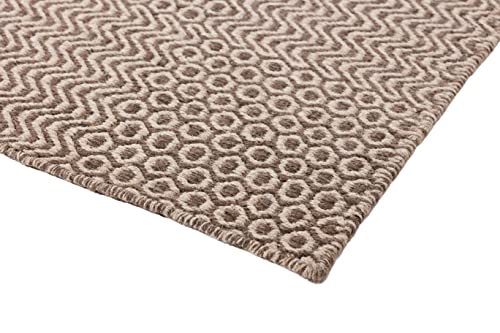 Handmade Wool Area Rug, 4.6' x 6.6' Flat Woven Rug, Soft Texture, Indoor Rug for Bedroom, Living Room, Kitchen, Hallway (Light Brown)