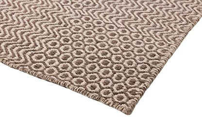 Taupe & Ivory Diamond Wool Flatweave Rug, 4.6 x 6.6 ft – photo 3