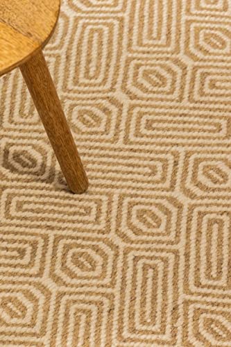 Sand Beige Diamond Wool Flatweave Rug, 4.6 x 6.6 ft – photo 5