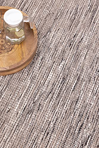 Hand-Woven Wool Area Rug (5' x 8'), Soft Texture, Indoor Rug for Bedroom, Living Room, Dining Room, Kitchen, Hallway (Grey)